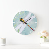 色あせたヴィンテージ背景上のフローラトンボ ラージ壁時計 (ホーム)