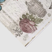色あせたヴィンテージ蝶とバラのデコページ 薄葉紙 (詳細)