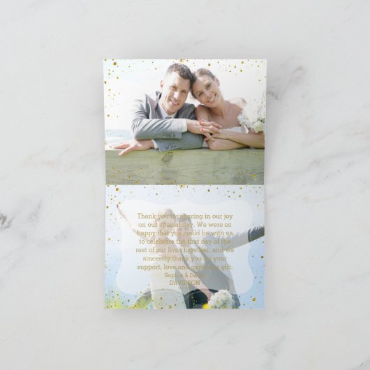 色あせた写真の幾何金ゴールド結婚に感謝 サンキューカード (内部)