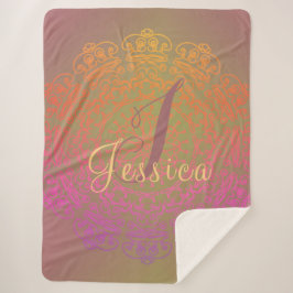 色あせた地球の色調のモノグラム曼荼羅 シェルパブランケット