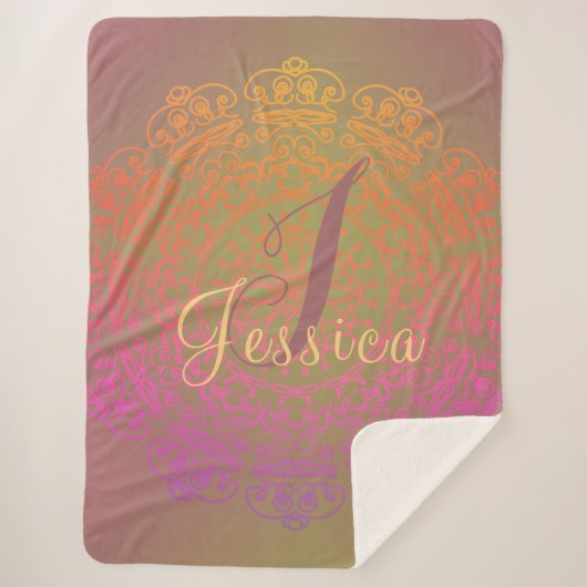 色あせた地球の色調のモノグラム曼荼羅 シェルパブランケット (正面)