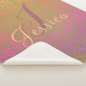 色あせた地球の色調のモノグラム曼荼羅 シェルパブランケット (3/4)