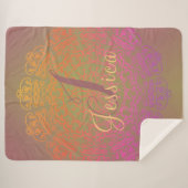 色あせた地球の色調のモノグラム曼荼羅 シェルパブランケット (正面(横))