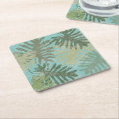 色あせた熱帯葉の スクエアペーパーコースター (アングル)