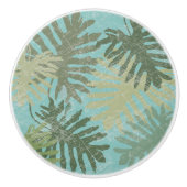 色あせた熱帯葉の セラミックノブ (正面)