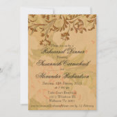 色あせた牡丹と金ゴールド結婚のリハーサルディナー 招待状 (正面)