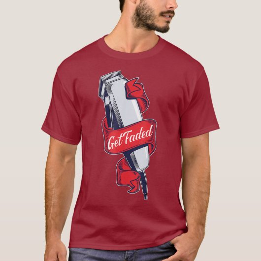 色あせた理容師ギフトを男性へ得る Tシャツ (正面)