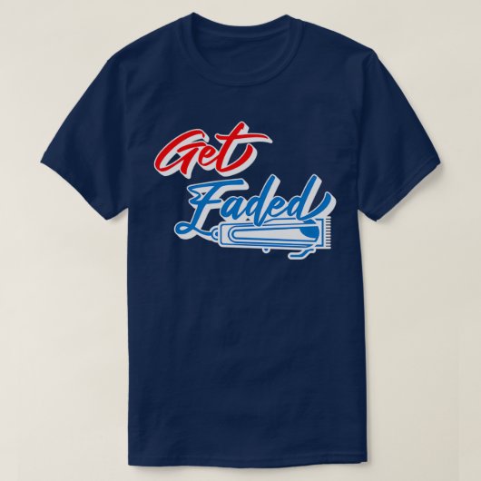 色あせた理容師ヘアスタイリストのバーバーショップを取得 Tシャツ (デザイン正面)