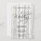 色あせた白素朴い樺の木の木 招待状 (正面)