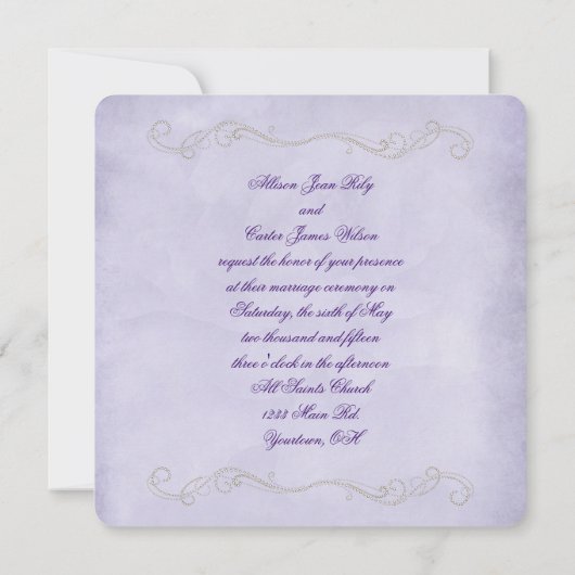 色あせた紫のバラ 招待状 (裏面)