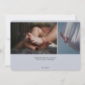 色あせた緑のユーカリプトゥスブルーボーイ誕生アナウンセム 案内状 (裏面)