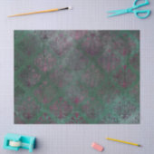 色あせた緑の背景の切り離し上のパープルダマスク 薄葉紙 (クラフト)