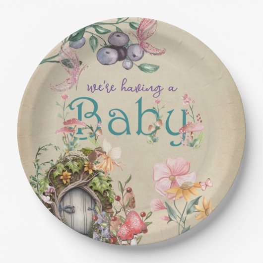 色あせた羊飼いの上に魅惑の森の妖精の庭 ペーパープレート (正面)