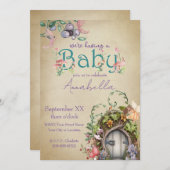 色あせた羊飼いの上に魅惑の森の妖精の庭 招待状 (正面/裏面)