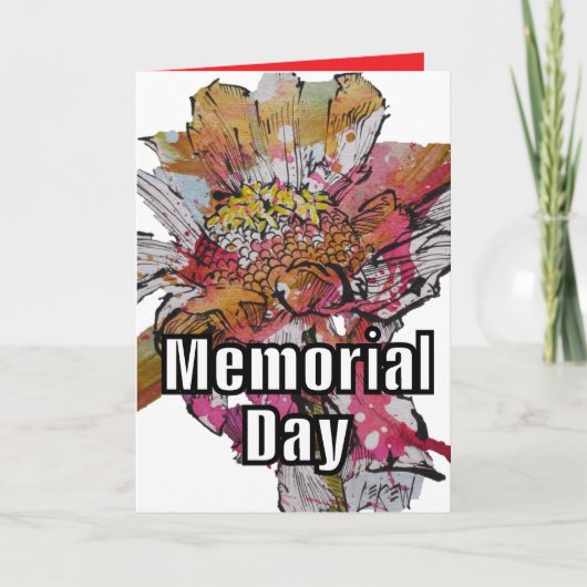 色あせた花が思い出は永遠のメモリアルデー カード (正面)