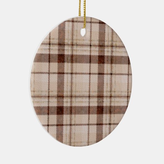 色あせた茶色のトーンプレイドクリスマスオーナメント セラミックオーナメント (右)