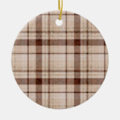 色あせた茶色のトーンプレイドクリスマスオーナメント セラミックオーナメント (正面)