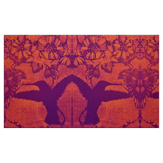 色あせた赤い布のハミングバード ファブリック (ファットクウォーター)