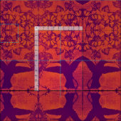 色あせた赤い布のハミングバード ファブリック (タイル)