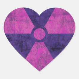 色あせた赤い放射線シンボル ハートシール