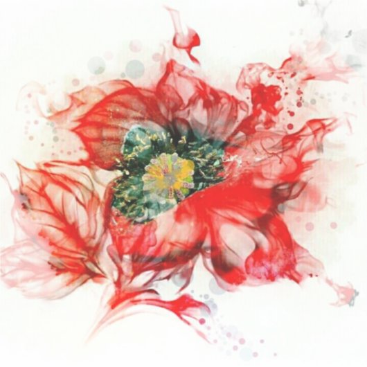 色あせた赤い水色のマクロの花 シール (正面)