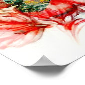 色あせた赤い水色のマクロの花 ポスター (角)
