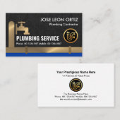 色あせた金ゴールドパイプが青い水を漏らす 名刺 (正面/裏面)