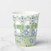 色あせた青いフローラ（パターンあり） 紙コップ (裏面)