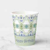 色あせた青いフローラ（パターンあり） 紙コップ (左)