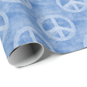 色あせた青い平和のサインのパターン ラッピングペーパー (ロールコーナー)