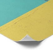 色あせた黄色とアクアブルーのモダン写真 ポスター (角)