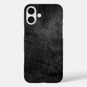 色あせた黒いレザーテクスチャ iPhone 16 PLUSケース