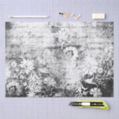 色あせた黒と白の花 薄葉紙 (クラフト)