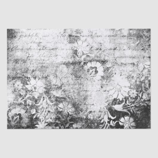 色あせた黒と白の花 薄葉紙 (正面)