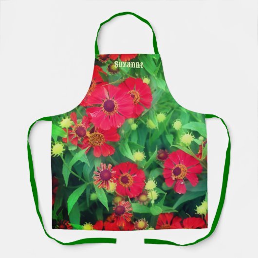 色あせた《植物》百日草の花の自然 エプロン (正面)