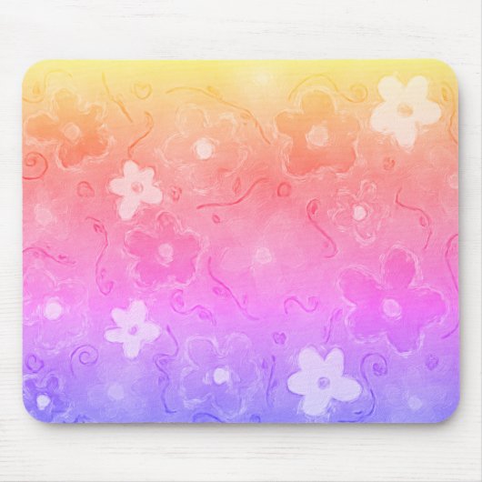 色あせカラフルた花 マウスパッド (正面)