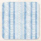 色あせフェアアイルニットウェアウォーターカラーコージーカビンコア スクエアペーパーコースター (正面)