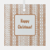 色あせフェアアイルニットウォーターカラーカビコアオレンジ ガラスオーナメント (正面)