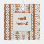 色あせフェアアイルニットウォーターカラーカビコアオレンジ ガラスオーナメント (裏面)