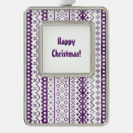 色あせフェアアイルニット水カラーカビコアパープル シルバープレートフレームオーナメント