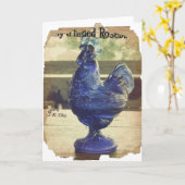 色あせブルーガラスロール2 カード (黄色い花)