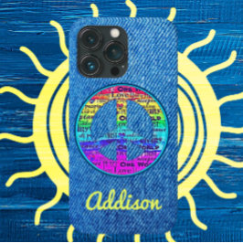 色あせブルーデニム水彩平和サイン iPhone 13 PROケース