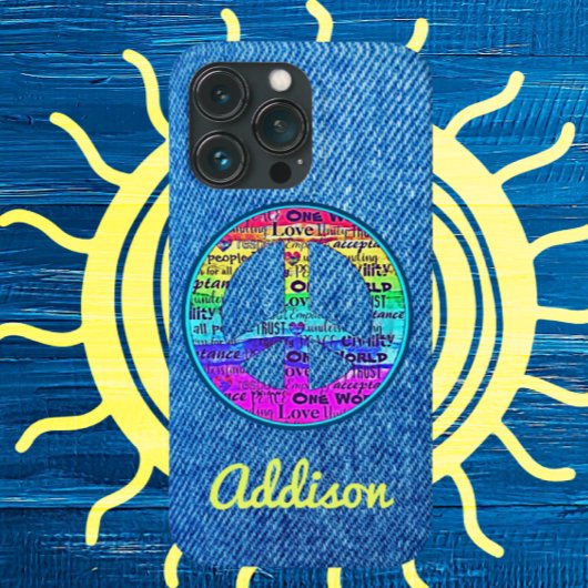 色あせブルーデニム水彩平和サイン Case-Mate iPhoneケース