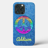 色あせブルーデニム水彩平和サイン Case-Mate iPhoneケース (裏面)