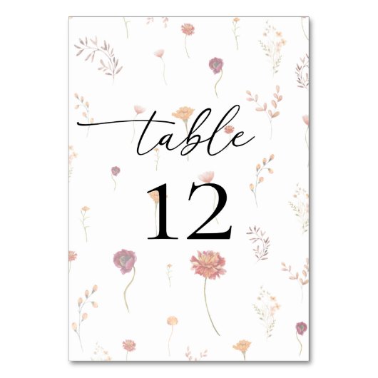 色あせワイルドフラワーズトランスペアレントフローラ秋の結婚式 テーブルナンバー (正面)