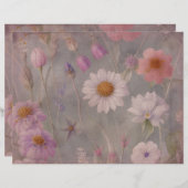 色あせヴィンテージ花スクラップブック紙 (正面/裏面)