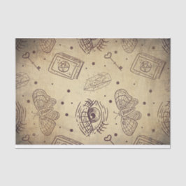 色あせ動揺してたヴィンテージバタフライアイ鍵ハート 薄葉紙