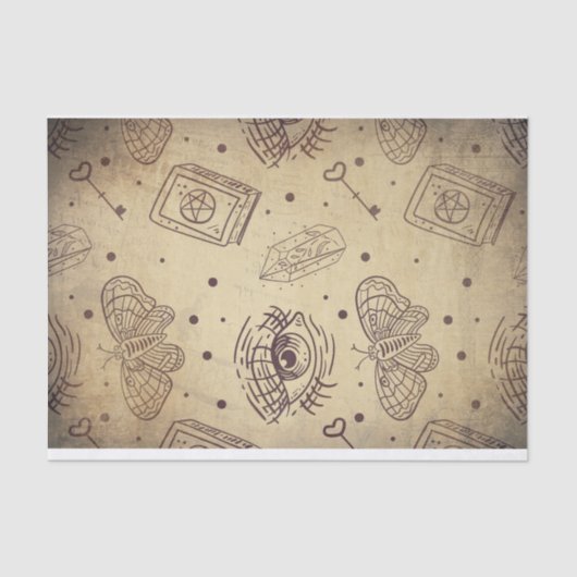 色あせ動揺してたヴィンテージバタフライアイ鍵ハート 薄葉紙 (正面)