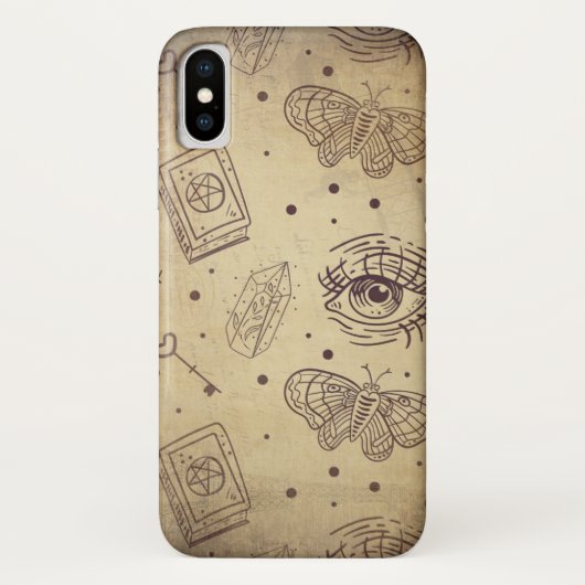 色あせ動揺してたヴィンテージバタフライアイ鍵ハート Case-Mate iPhoneケース (裏面)