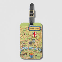 色あせ図解入りの、写真付きのにロンドンの地図 ラゲッジタグ